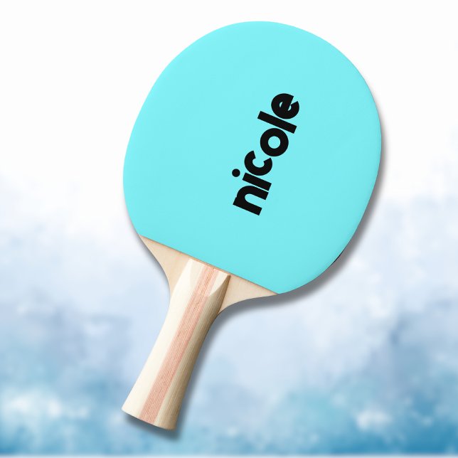 Electric Blue Modern Name | Trendy Minimalist  Ping Pong Paddle (Creator Uploaded)