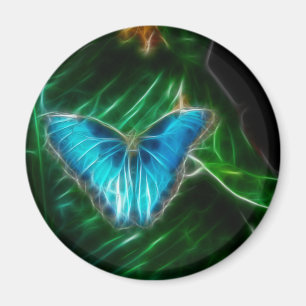 Electric Blue Morpho Butterfly Fractal Magnet