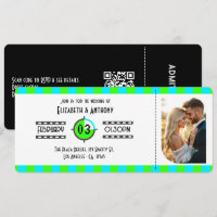 Electric Blue, Neon Green & Black Cinema Ticket