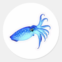 Electric Blue Neon Squid Sticker - Deep Sea Glow A