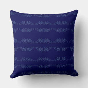 Electric Blue Neural Horizon Abstract Pattern Cushion