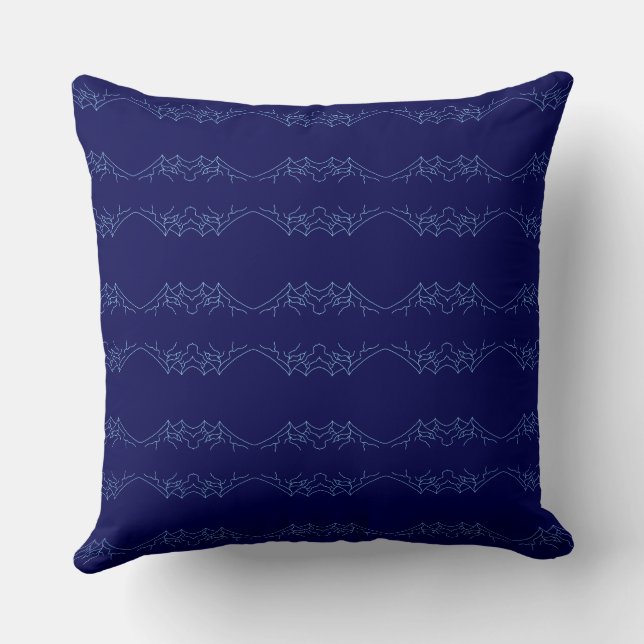 Electric Blue Neural Horizon Abstract Pattern Cushion (Back)