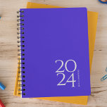 Electric Blue Personal 2024 Weekly Planner<br><div class="desc">Simple personal stationery 2024 annual planner with electric blue cover. Annual planner (12 months) with open monthly overviews and weekly planning sheets. Contact for assistance in personalising.</div>