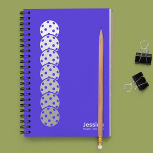 Electric Blue Pickleball Gradient Personal Notebook