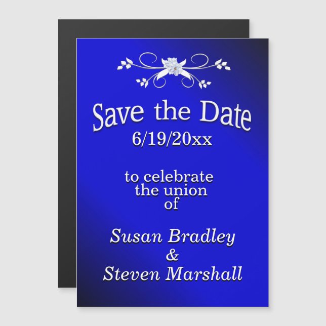 Electric Blue Save the Date Magnetic Invitation (Front/Back)