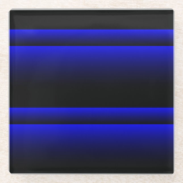 Electric Blue Stripes Glass Coaster (Front)