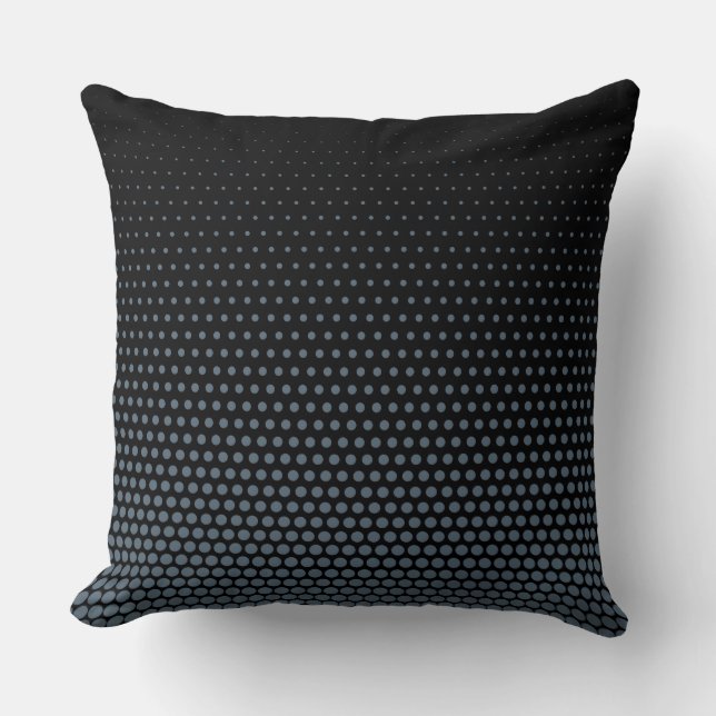 Electric blue Techno Dots Modern Black Cushion (Front)