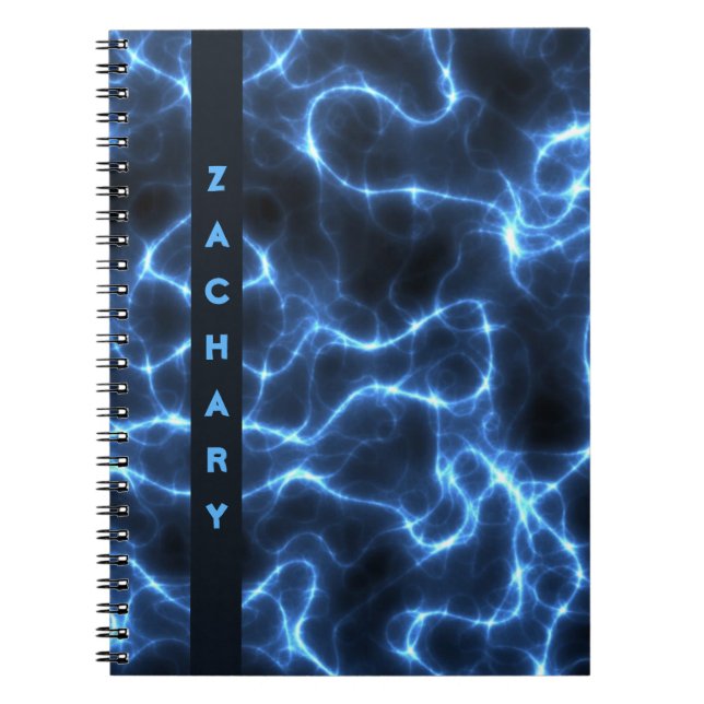 Electric Blue Waves | Personalised Spiral Notebook (Front)