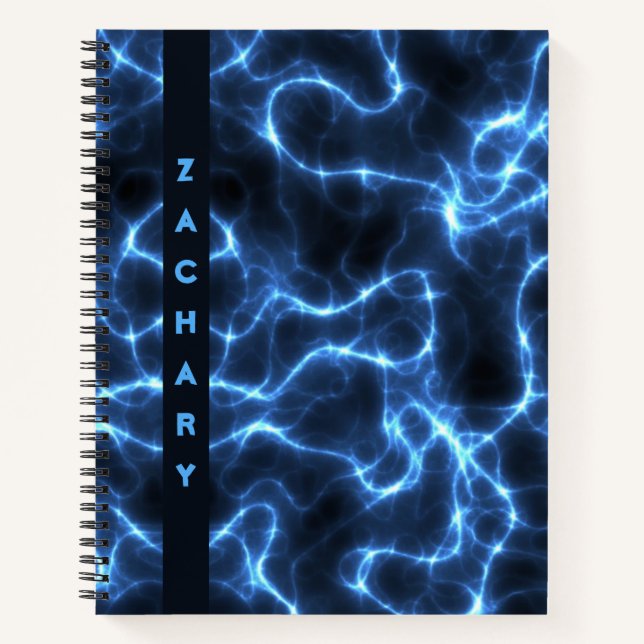 Electric Blue Waves | Personalised Spiral Notebook (Front)