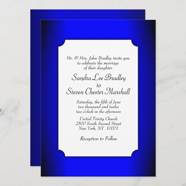 Electric Blue Wedding Invitation (Front/Back)