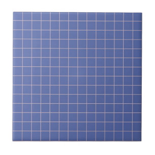 Electric Blue & White Chequered Retro Minimalist Tile