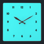 Electric Blue with Numbers Square Wall Clock<br><div class="desc">Minimal electric blue wall clock with numbers in a cartoonish font.</div>