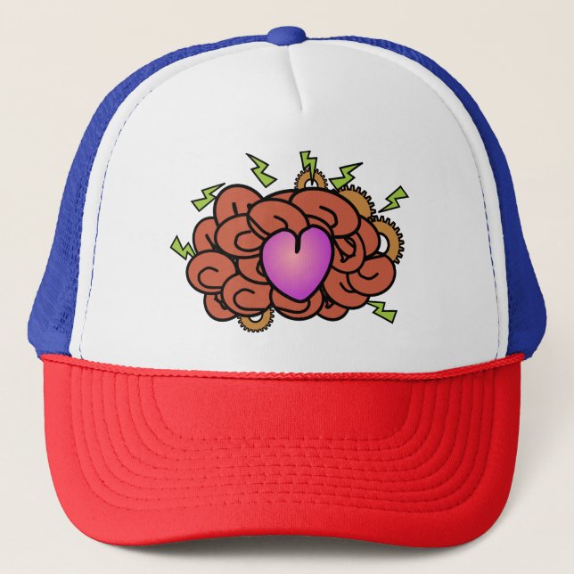 Electric Brain Happy Genius Trucker Hat (Front)