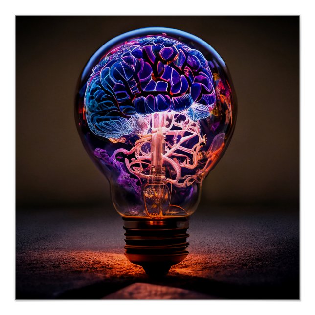 Electric Brain Light Bulb Poster (Front)