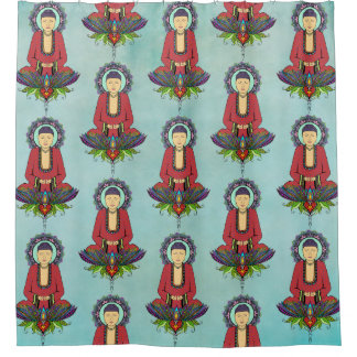 Electric Buddha Pattern Shower Curtain