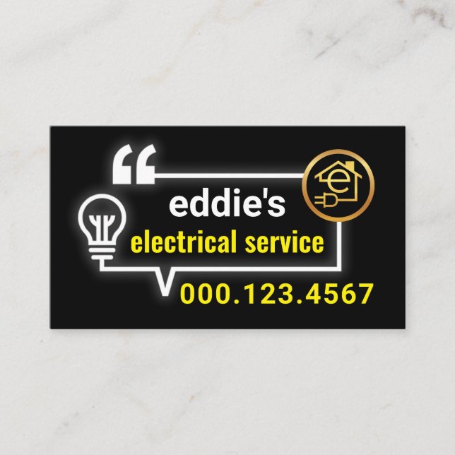 Electric Bulb Circuit Bubble Speech Business Card (Front)