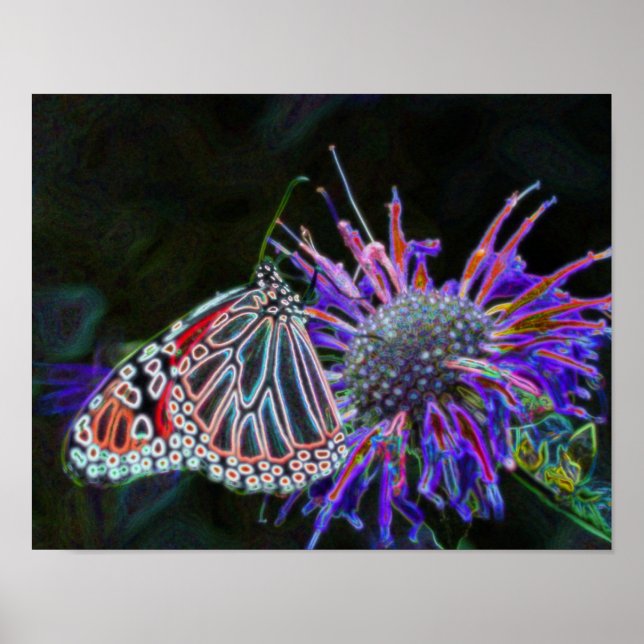 Electric Butterfly Abstract Nature Art Poster (Front)