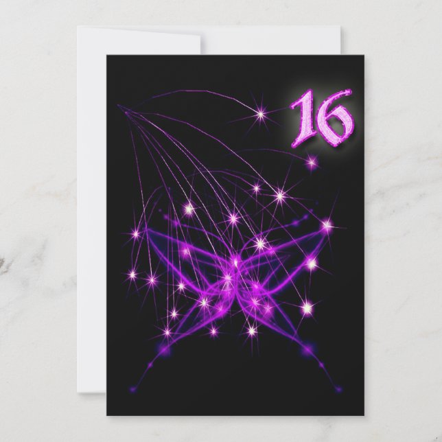 Electric Butterfly Goth Sweet 16 Invitation (Front)