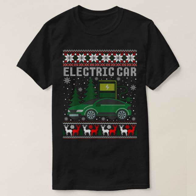 Electric Car Christmas Funny Ugly Xmas Sweater  (Design Front)