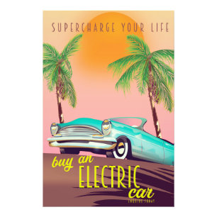 Electric Car Vintage Commercial Photo Print