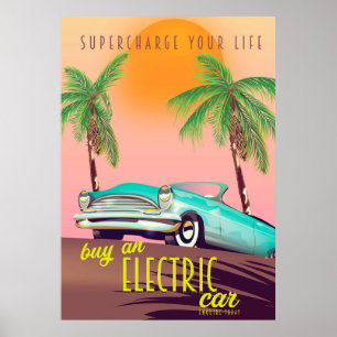 Electric Car Vintage Commercial Poster