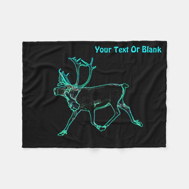 Electric Caribou (Reindeer) Fleece Blanket (Front (Horizontal))