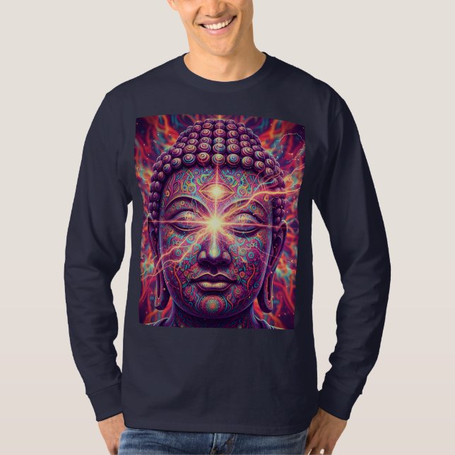 Electric Chakra Buddha - Psychedelic Enlightenment T-Shirt (Front)
