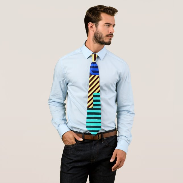 Electric Chevron Stripe Fusion Design Tie (In Situ)