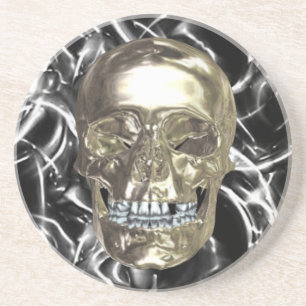 Electric Chrome Skull Coaster