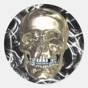 Electric Chrome Skull Stickers
