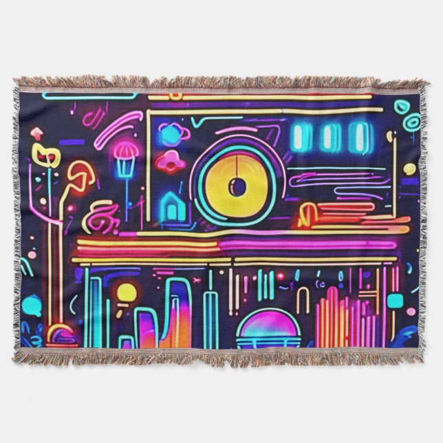 Electric City Pulse Throw Blanket (Front)