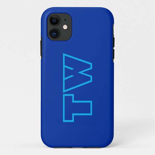 Electric Cobalt Solid Colour Minimalist Monogram  Case-Mate iPhone Case (Back)