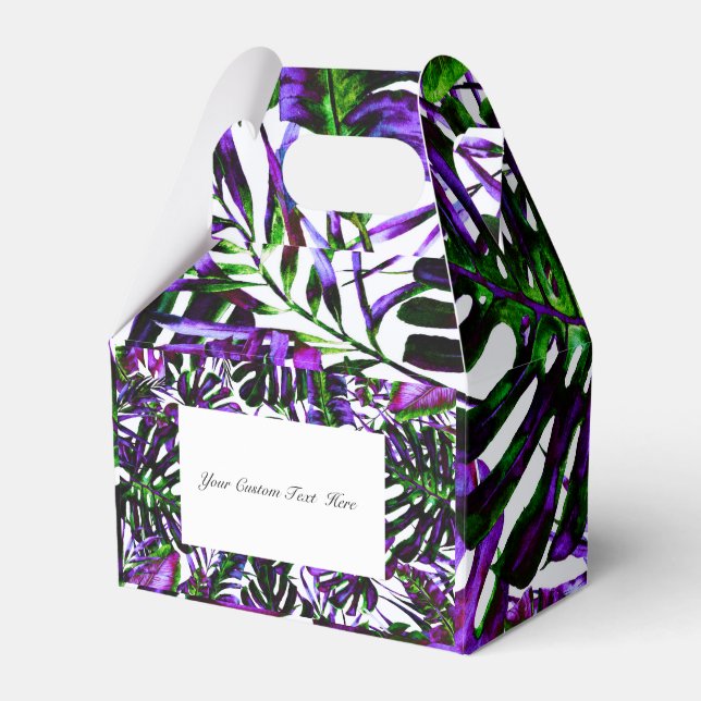 Electric Colour Pop Tropical Palm Leaves Wedding Favour Box (Front Side)