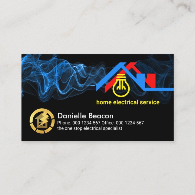 Electric Current Powers Home Bulb Business Card (Front)