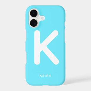 Electric Cyan Blue Monogram Phone Case