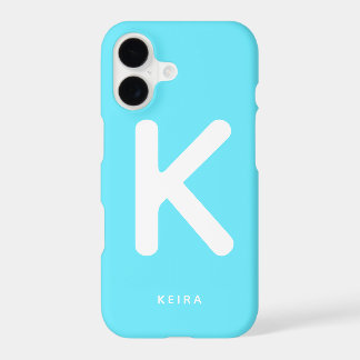 Electric Cyan Blue Monogram Phone Case