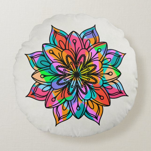 Electric Dragonfly Round Pillow (Front)