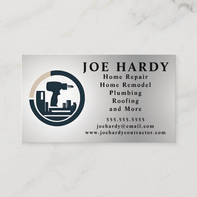 Electric Drill Handyman Contractor Home Repair Business Card (Front)