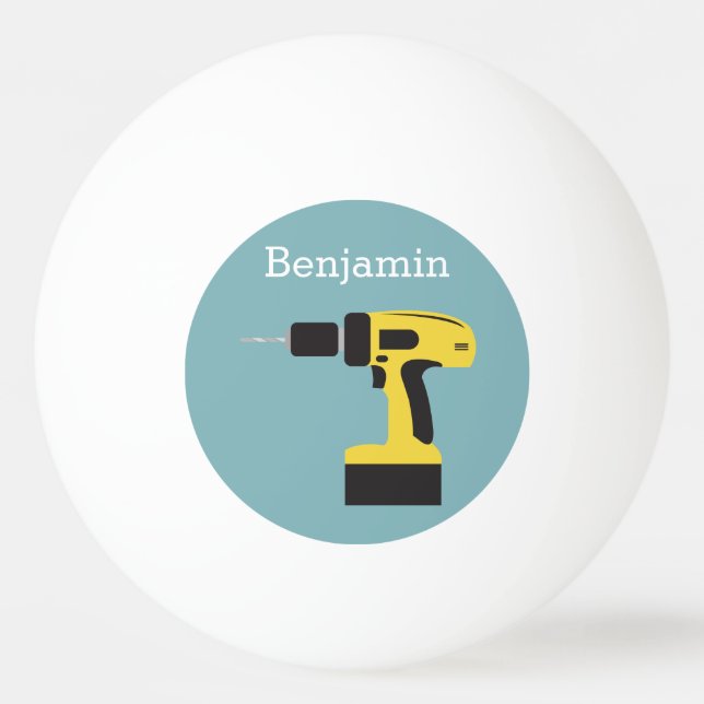 Electric Drill with Custom Name - Light Blue Ping Pong Ball (Front)