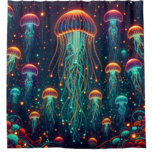 “Electric Elegance: Aquatic Radiance” Shower Curtain