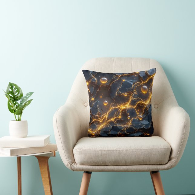 Electric Energy Abstract with Golden Lightning Cushion (Chair)