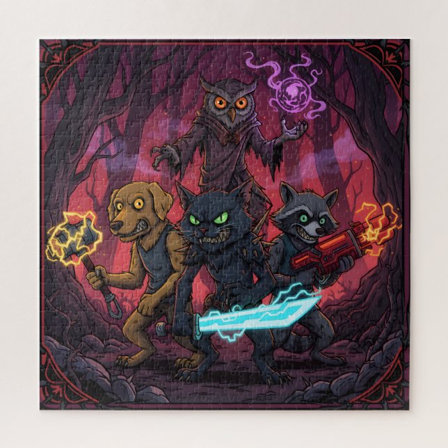 Electric Fantasy Animal Warrior Art Jigsaw Puzzle (Vertical)