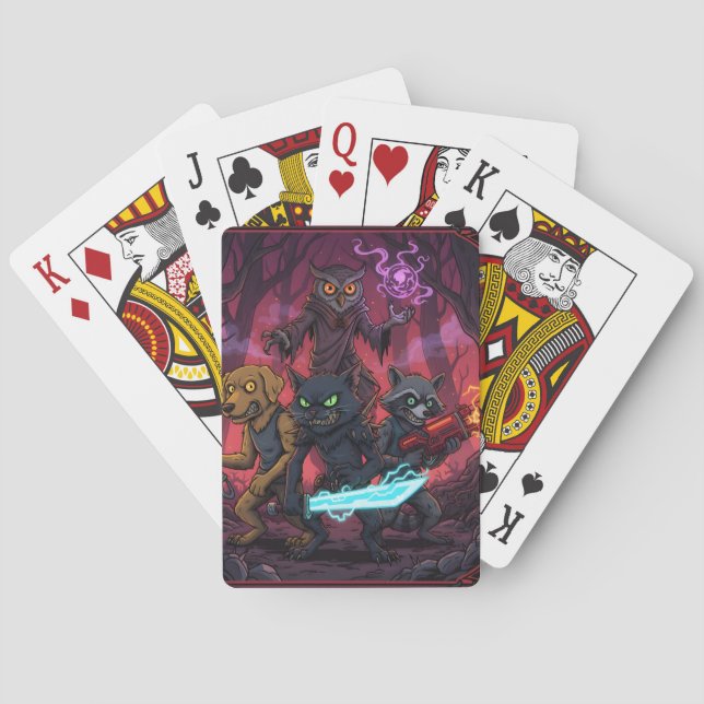 Electric Fantasy Animal Warrior Art Playing Cards (Back)