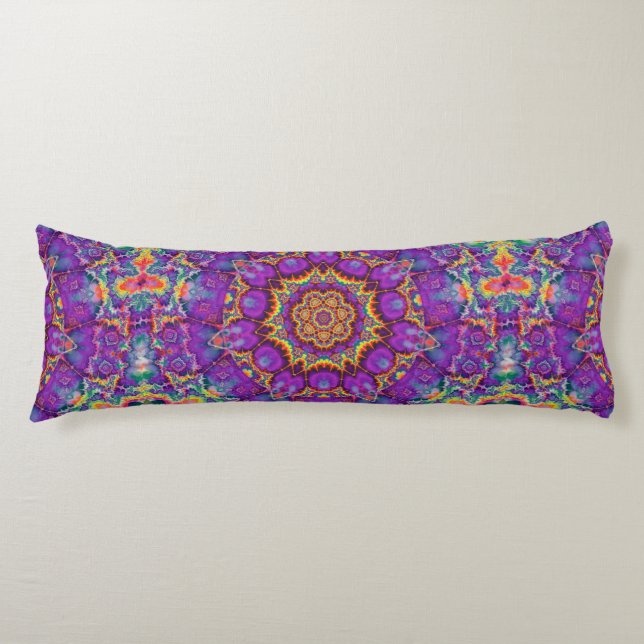 Electric Flower Purple Rainbow Kaleidoscope Art Body Cushion (Front)