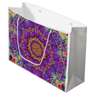 Electric Flower Purple Rainbow Kaleidoscope Art Large Gift Bag