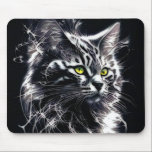 Electric Fractal Black Cat Mouse Pad<br><div class="desc">Turn your desk into a spark of mystery. This electric fractal black cat with glowing yellow eyes brings bold digital energy to every click and scroll. Perfect for cat lovers and modern art fans who want their workspace to feel sharp,  creative,  and a little magical.</div>