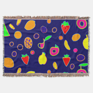 Electric Fruit Fiesta Design Throw Blanket