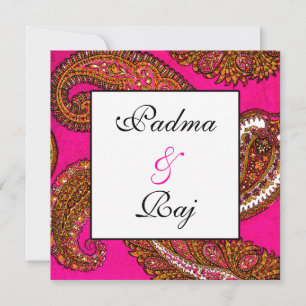 Electric Fuscia Paisley Wedding Invitation