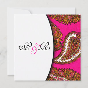 Electric Fuscia Paisley Wedding Invitation