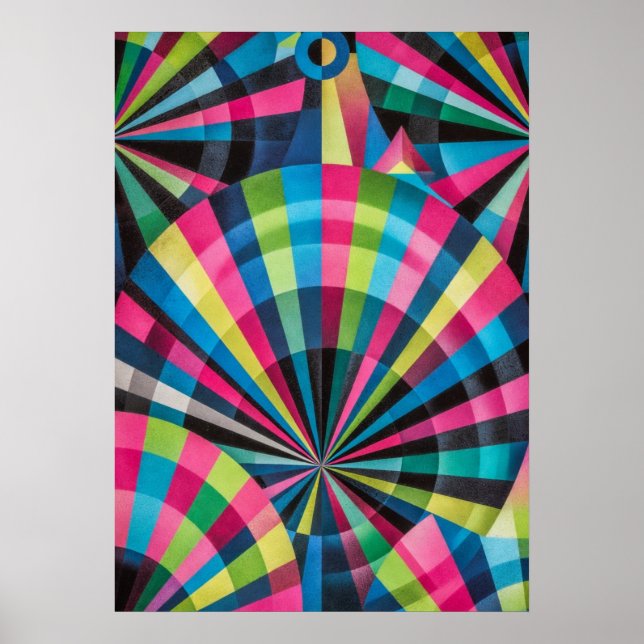Electric Geometry Radio Waves & Sunrays Art Deco  Poster (Front)